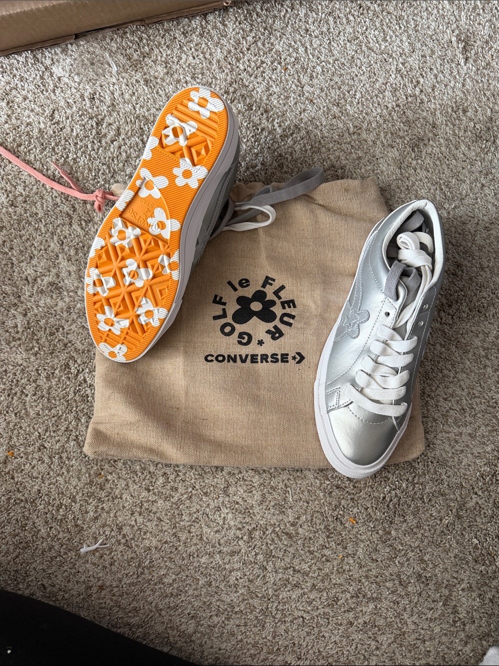 Converse Golf le Fleur Men’s Sz 9 3M Silver Low-Top Sneakers
